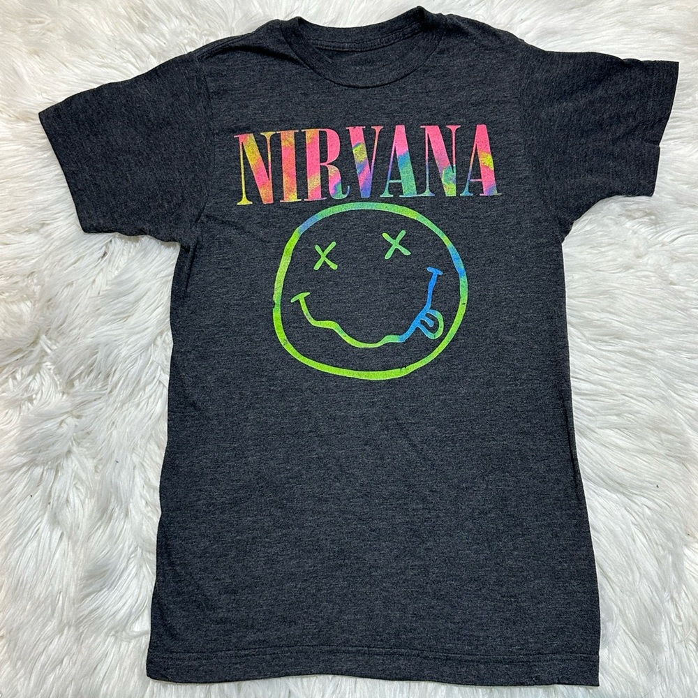 Nirvana Graphic T-Shirt - Black with Multicolor Tie Dye Print Unisex